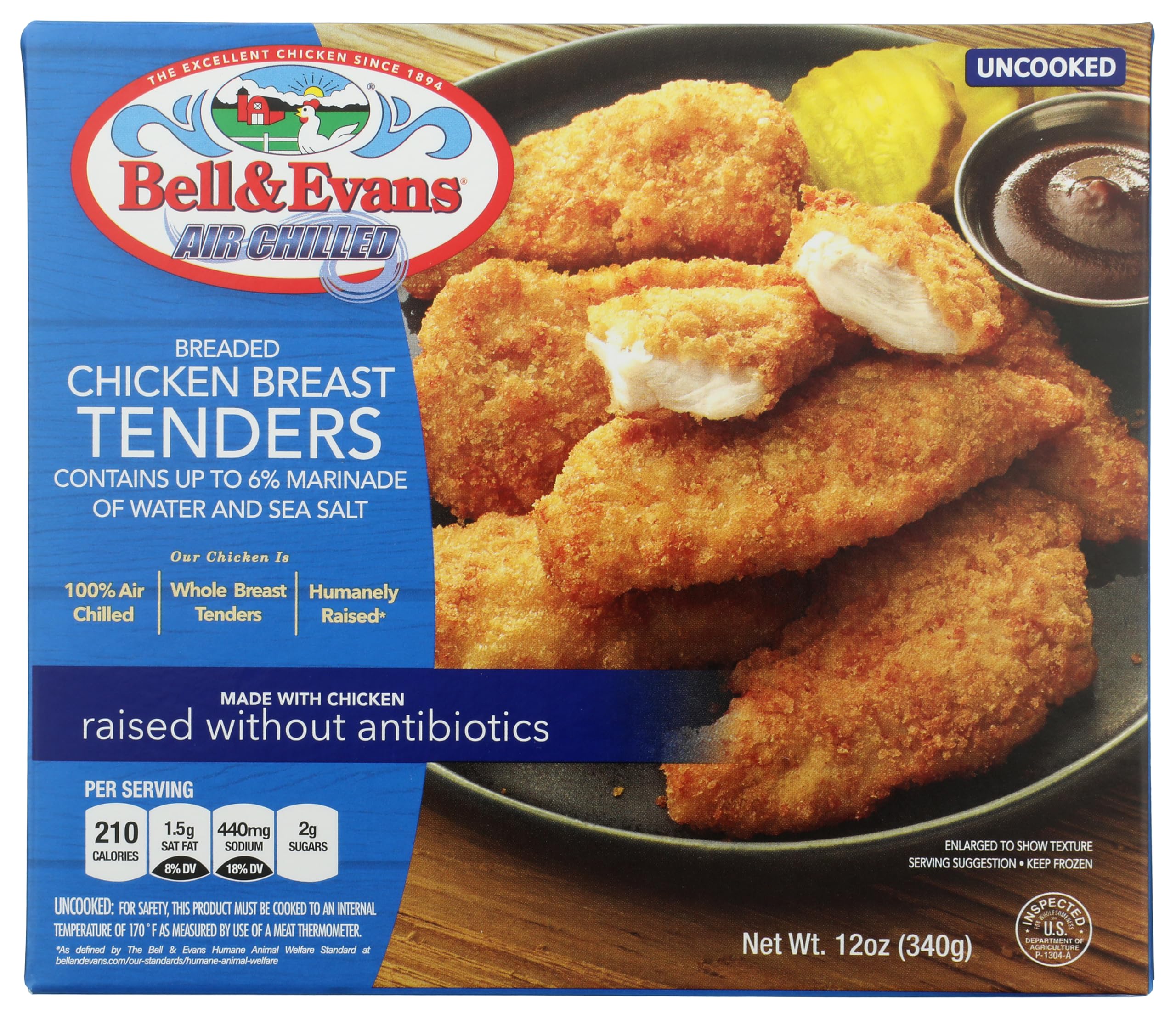 Bell Evans Frozen Breaded Chicken Tender Raised without Antibiotics 12 oz