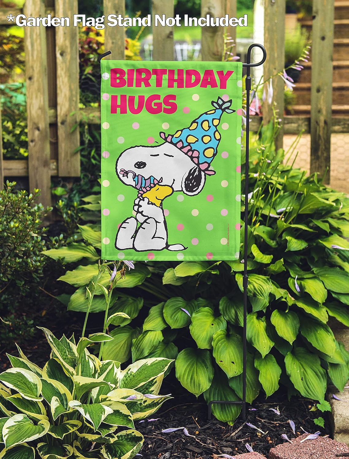 Flagology, PEANUTS Snoopy Birthday Hugs – Garden Flag 12" x 18", Officially Licensed PEANUTS®
