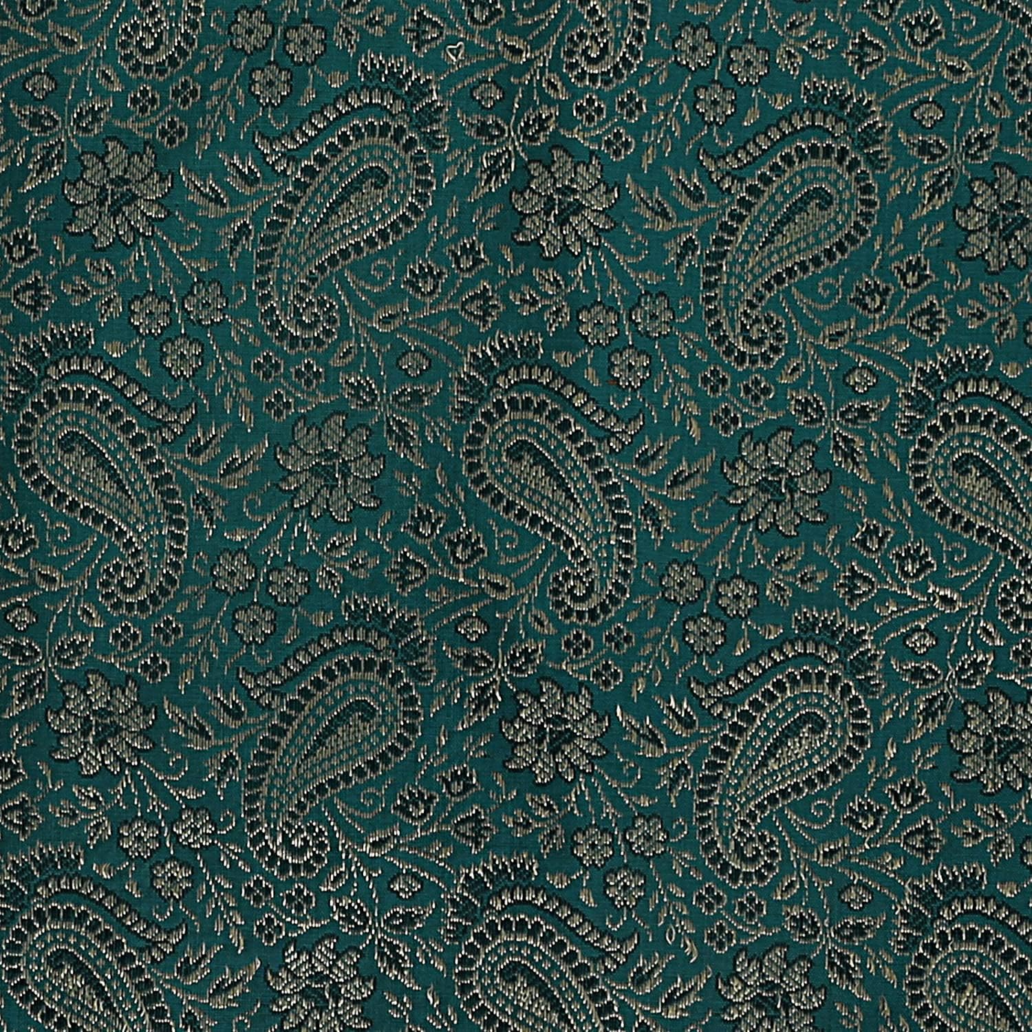 Ethnic Jacquard Brocade Silk Bolster Cushion Covers Paisley Emerald Green Yoga Massand Living Room Decorative Cylindrical Hotdog Traditional Throw Pillowcase 76x38 cm - Set of 2 Pcs