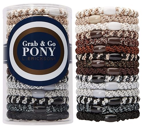 L. Erickson Grab & Go Pony Tube - Nouveau Neutrals - Paquete de 15 ligas para cola de caballo