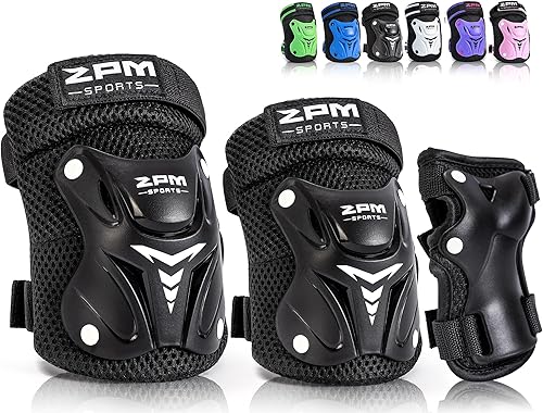 Miniatura 10 de 2PM SPORTS Rodilleras para niños, muñequeras y coderas con bolsa de cordón, juego de equipo de protección para niñas y niños, patinaje sobre ruedas,