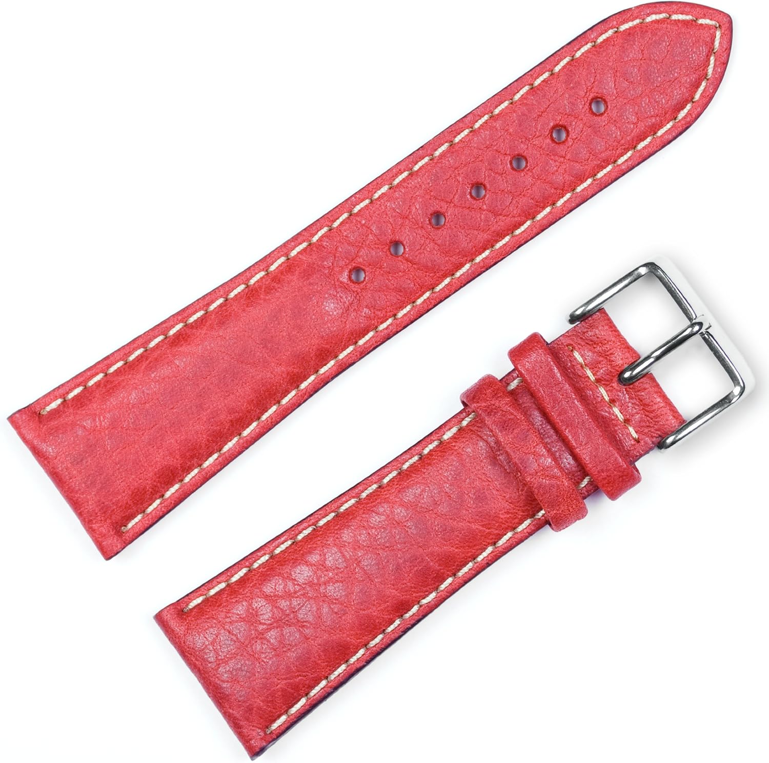 deBeer Sport Leather with Contrast Color Stitching Watch Band- Choice of Color (Black, Brown, Havana, Red, Navy) & Width (12mm, 14mm, 16mm, 17mm, 18mm, 19mm, 20mm, 22mm, 24mm, 26mm, 28mm)