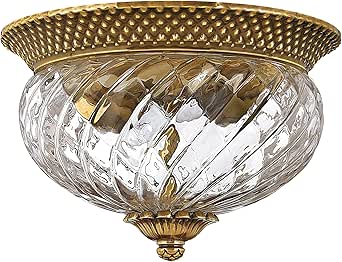 Hinkley Plantation Traditional Two Light Flush Mount, Burnished Brass