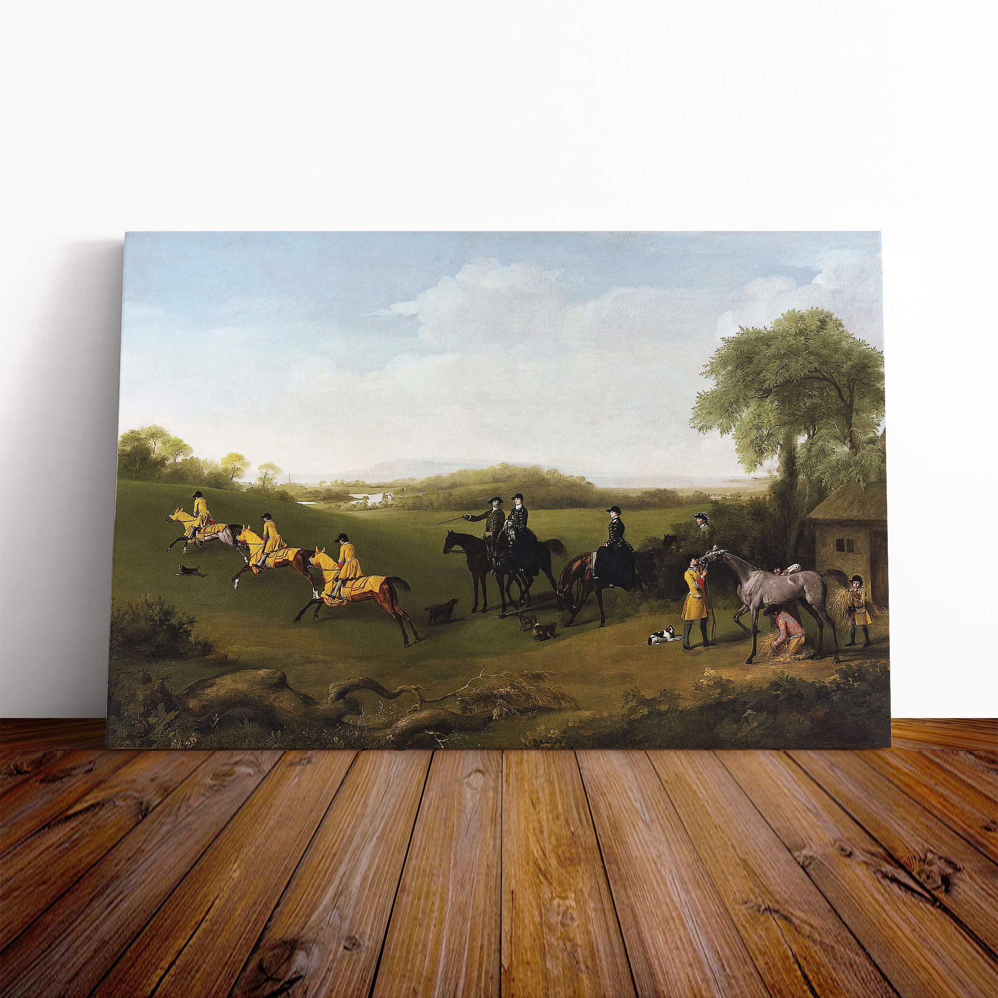 George Stubbs Racehorses Excersising Canvas Print | Gallery Wrapped 30mm Frame Wall Art | 24x16 inches | Ready to Hang | Modern Picture | Living Room Bedroom Lounge Office