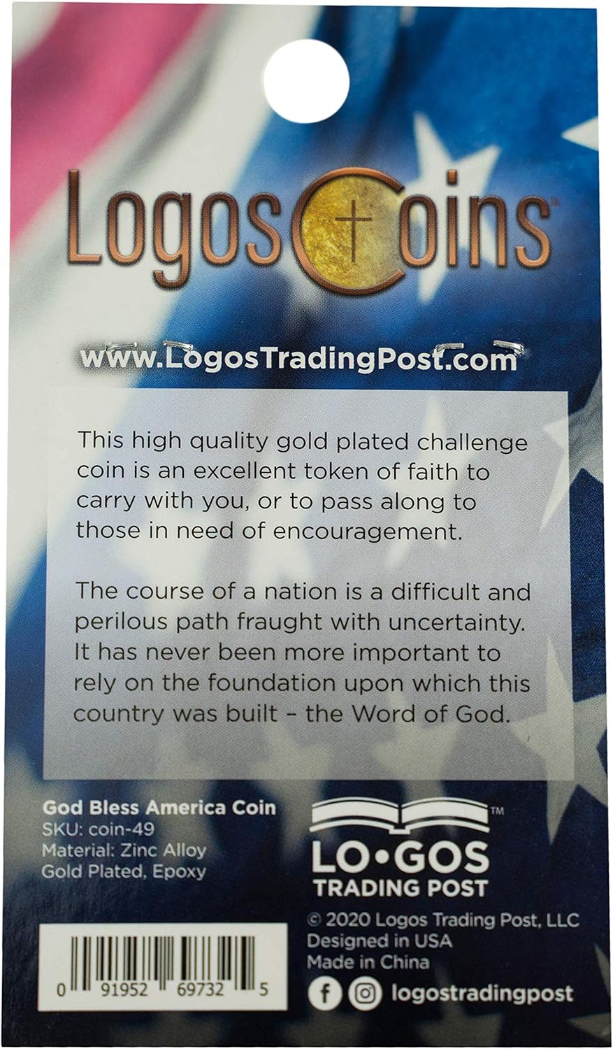 God Bless America, Bulk Pack of 3 Patriotic American Flag Military Soldiers Challenge Coin, One Nation Under God, USA Token of Independence, Christian Religious Antique Gold Plated Prayer Token Gift