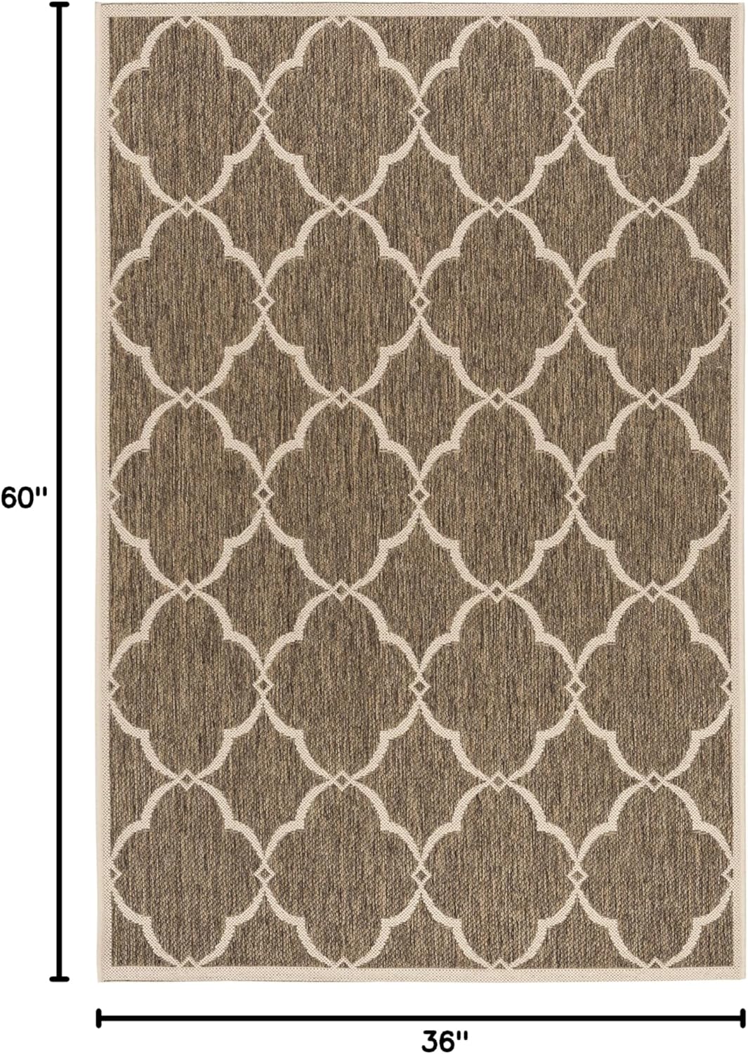 SAFAVIEH Washable Rug Outdoor Beach House Collection - 3' x 5', Beige & Cream, Non-Shedding & Easy to Clean, Ideal for Patio, Backyard, Mudroom (BHS125D)