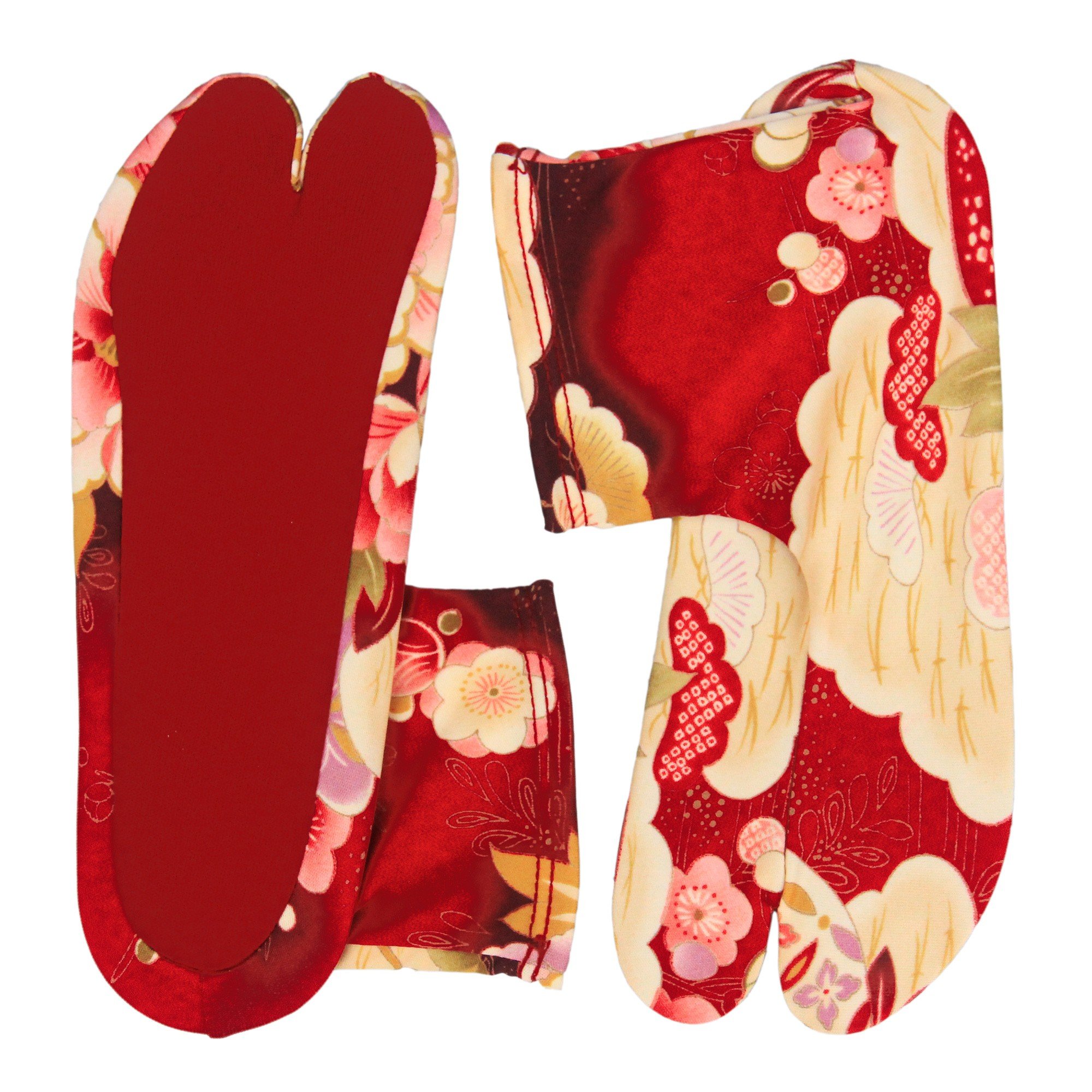 Tabi Socks with Red Flowers