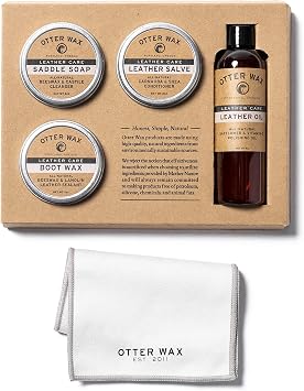 Otter Wax Essential Leather Care Kit | Complete Leather Cleaning & Conditioning Set | Clean, Condition, Shine, Protect All-Types of Leather| All-Natural & PFAS-Free | Made in Portland USA