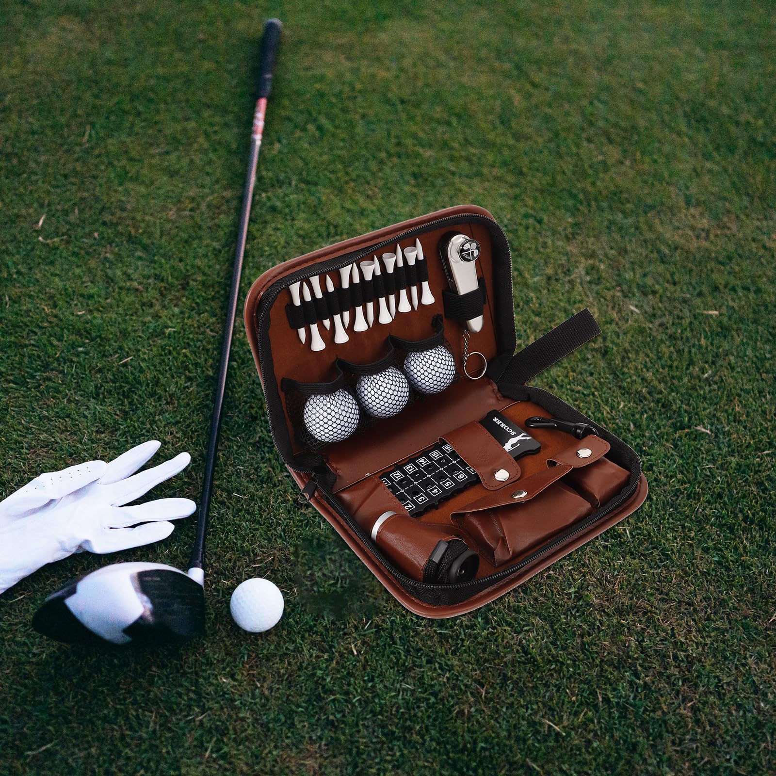 Golfbeutel Outdoor Golf Werkzeugset mit Aufbewahrungstasche aus PU Leder