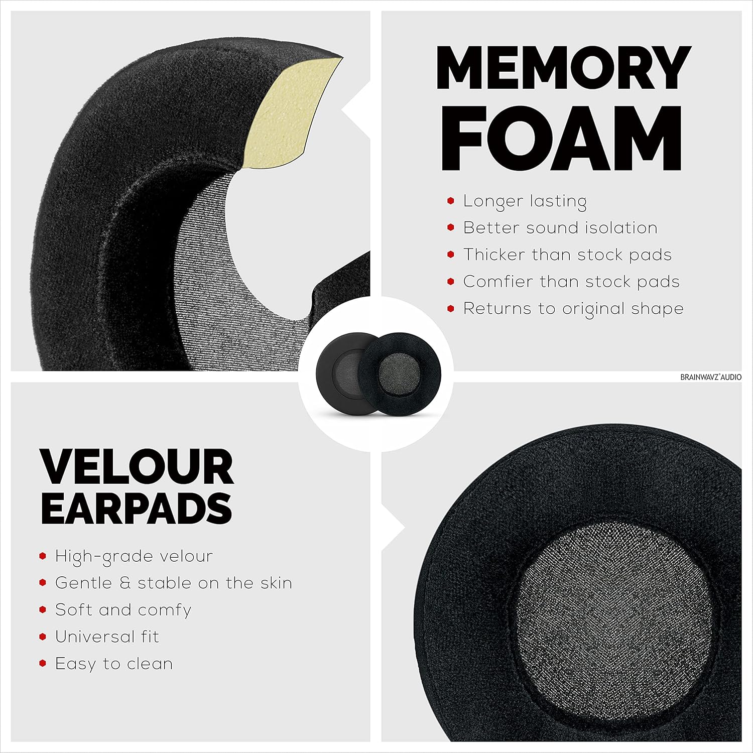 Rеvіеw BRAINWAVZ Round Velour Memory Foam Earpads - Suitable Many Large Headphones - SteelSeries, HD668B, ATH, AKG K553, HifiMan, ATH, Philips, Fostex, Sony Ear Pad & More