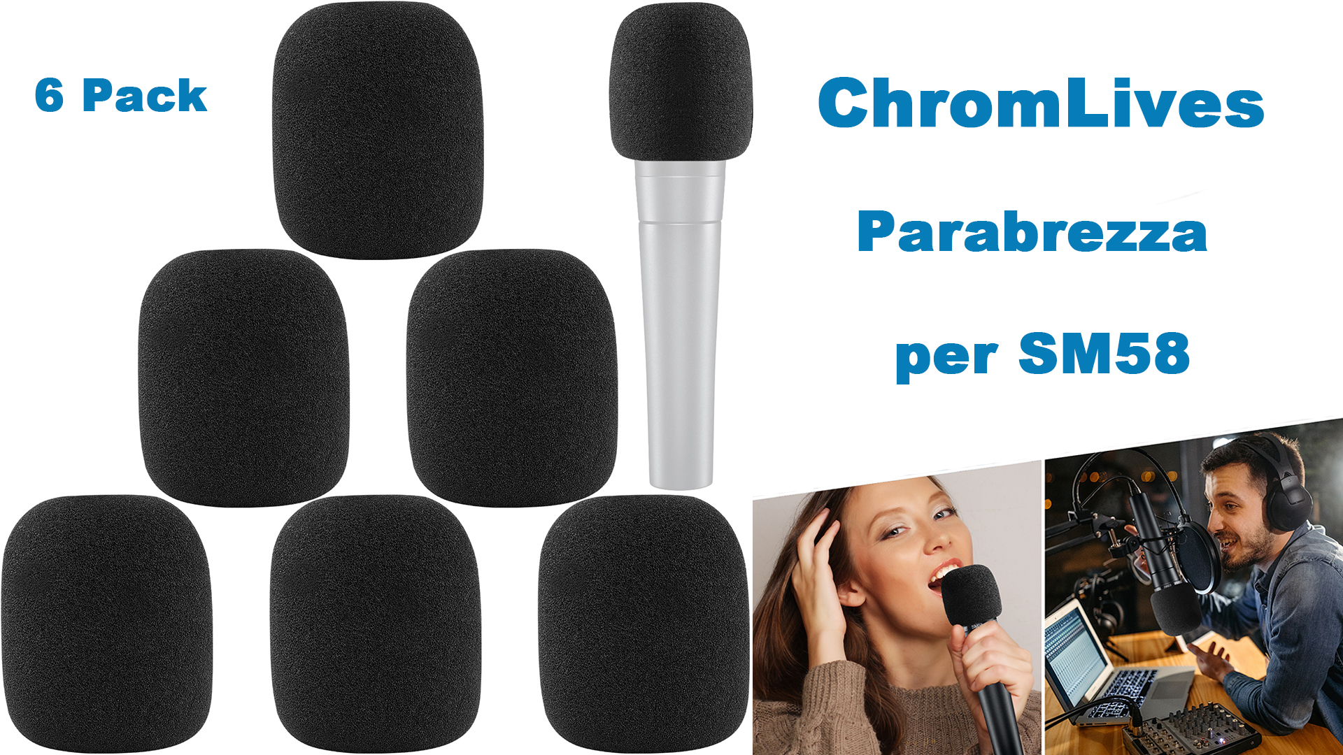 Copertura Microfono in Spugna, 12 Pcs Operchi per Microfono in Schiuma Copertura Microfono in Spugna, 12 Pcs Operchi per Microfono in Schiuma