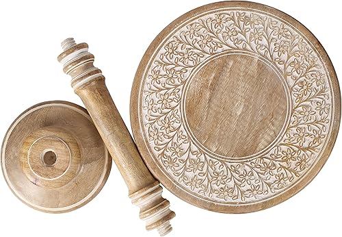 Miniatura 24 de Goroly Home Mesa auxiliar pilar, mesita de noche pequeña para sala de estar, revistas, libros y plantas, 18 x 22 pulgadas, quemado antiguo