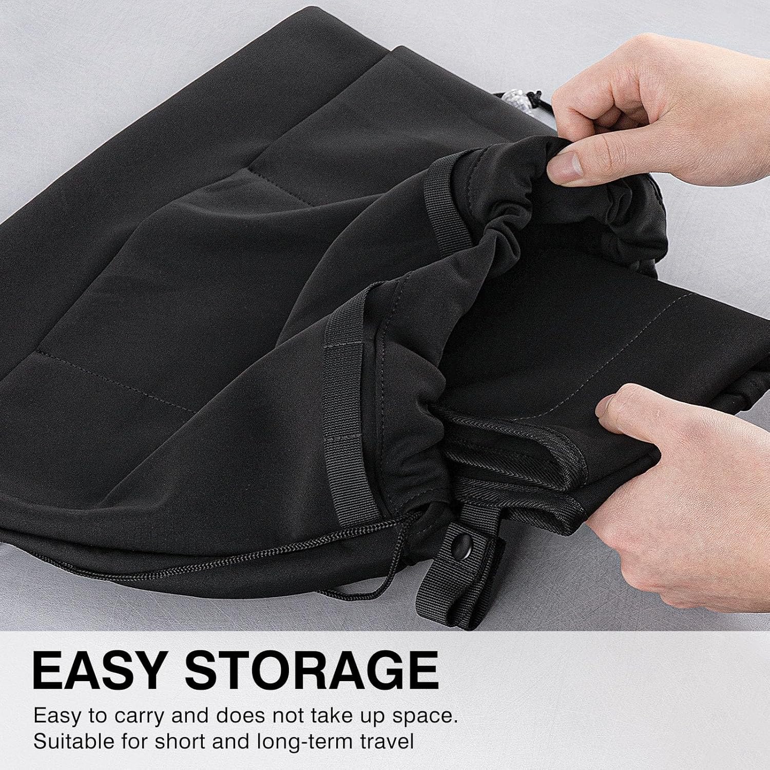 Airplane Tray Table Cover with Under Desk Attachment Set, Travel Tools for Seat Back Organize & Belongings Storage, Foldable Flight Organizer with Water Bottle Holder (Black) - Image 3