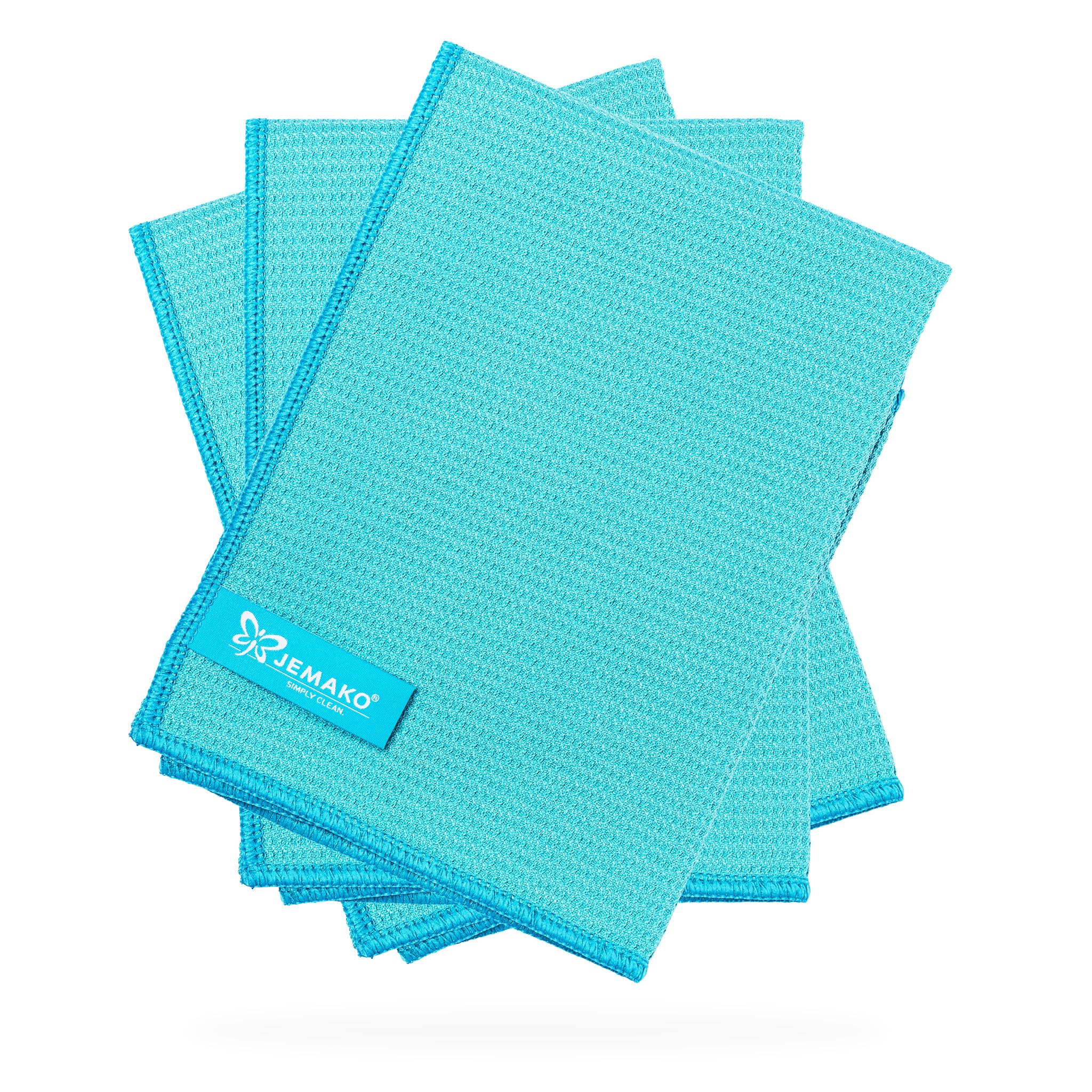 Jemako Juego de 3 paños secos de microfibra para secar y pulir sin rayas, 60 x 45 cm, sin pelusas, para ventanas, coches, espejos, vidrio, acero inoxidable, color turquesa