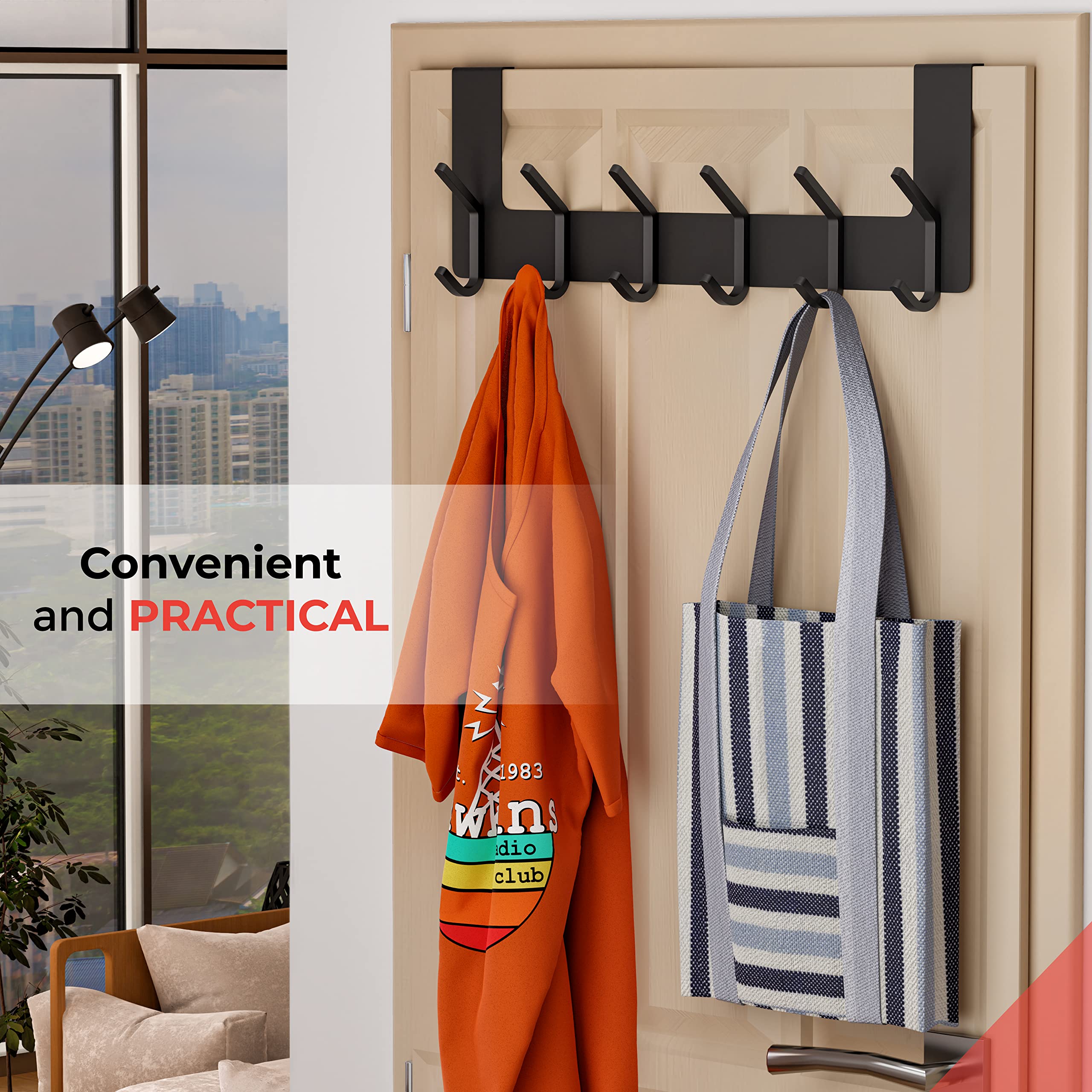 Ganchos para colgar toallas, abrigos, ropa, de acero inoxidable SUS304 resistente para colgar toallas, para dormitorio, armario y baño (negro, paquete de 2)