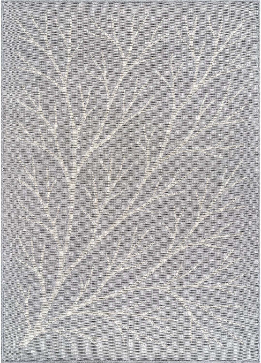 Washable Indoor Outdoor Rug 5x7 Modern Area Rugs Branch Pattern Non Shedding Waterproof Easy Clean Patio Deck Porch Living Room Bedroom Garden RV (5 X 7 Gray)