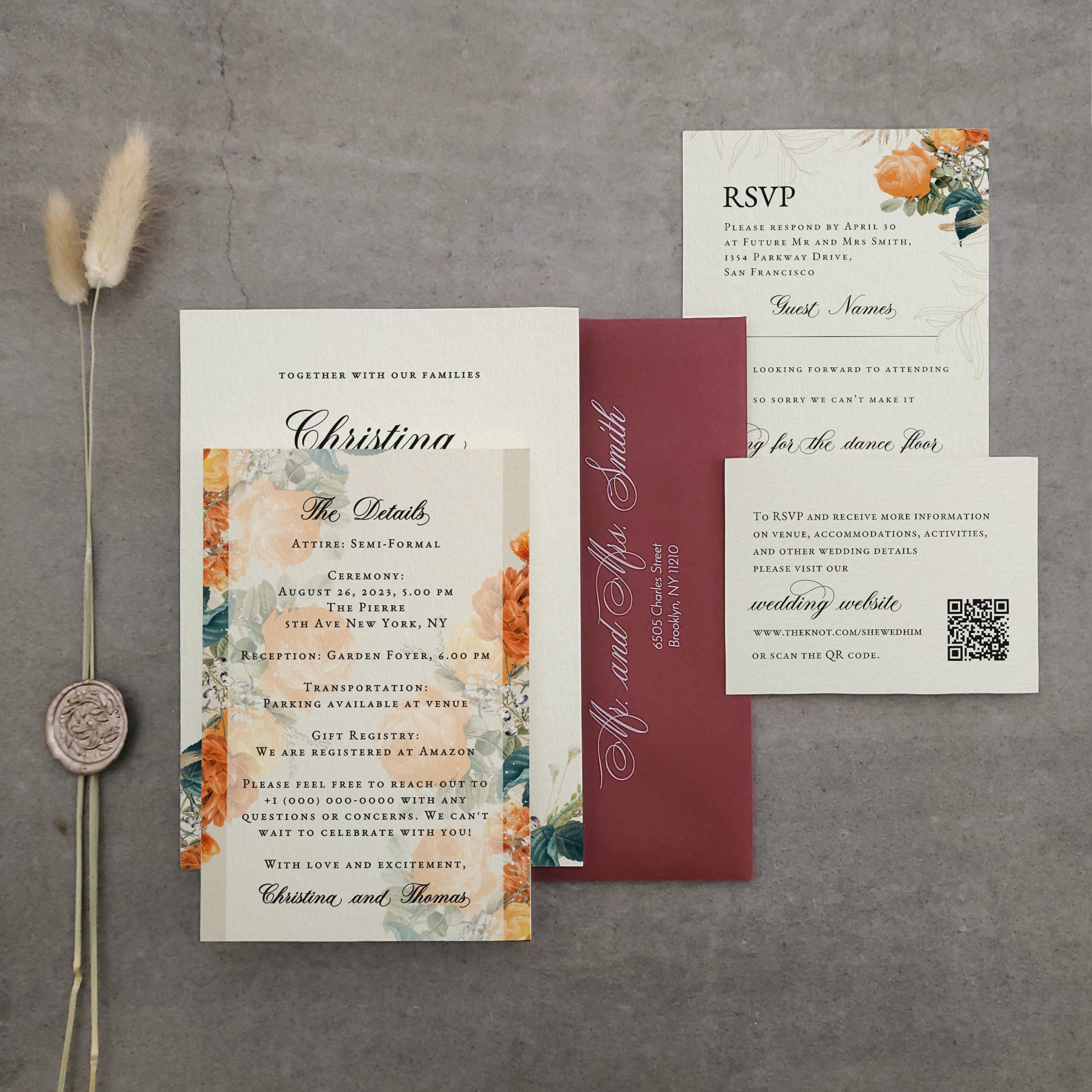 Amazon.com: XOXOKristen Wedding RSVP Cards with Envelopes, 4x6