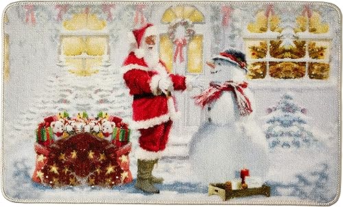 Violet Linen Christmas Snowed Man, nailon, impresión digital, látex de goma antideslizante alfombra decorativa de área, felpudo de 18 x 30 pulgadas,