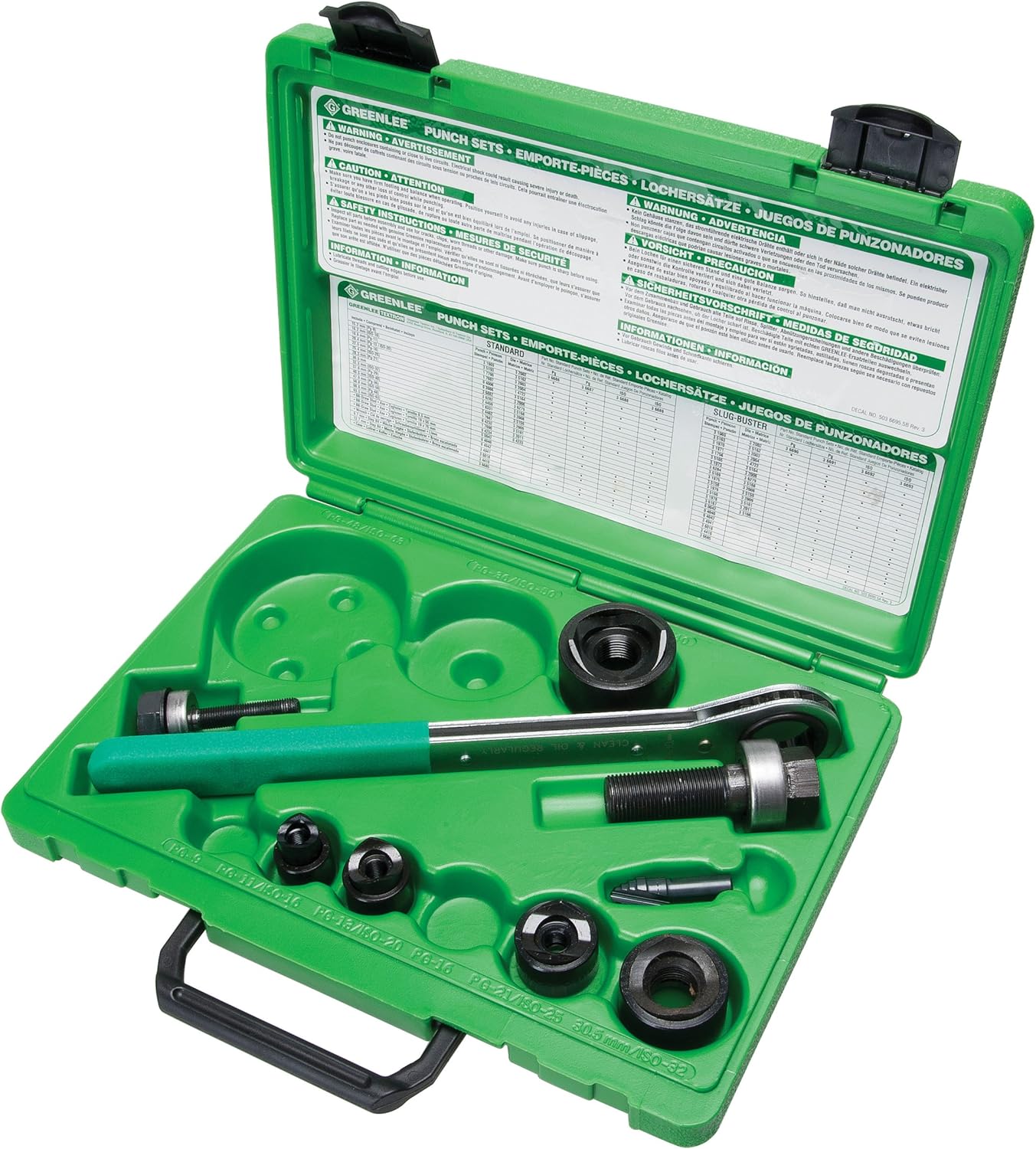 Greenlee 36688 Knockout Punch Driver Kit, ISO-16 through ISO-40