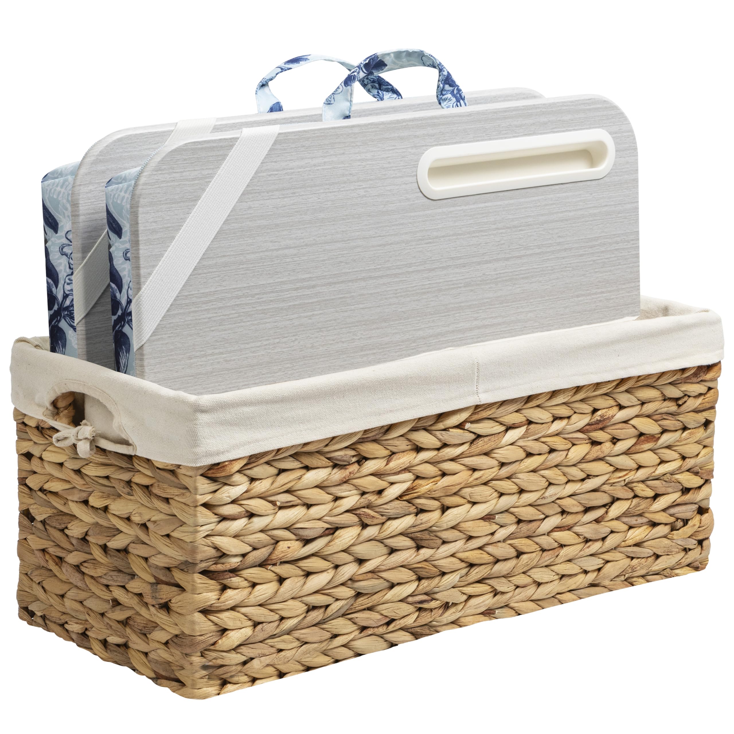 LAPGEAR Designer Lap Desk – Blue Blossoms, 2-Pack with Storage Basket