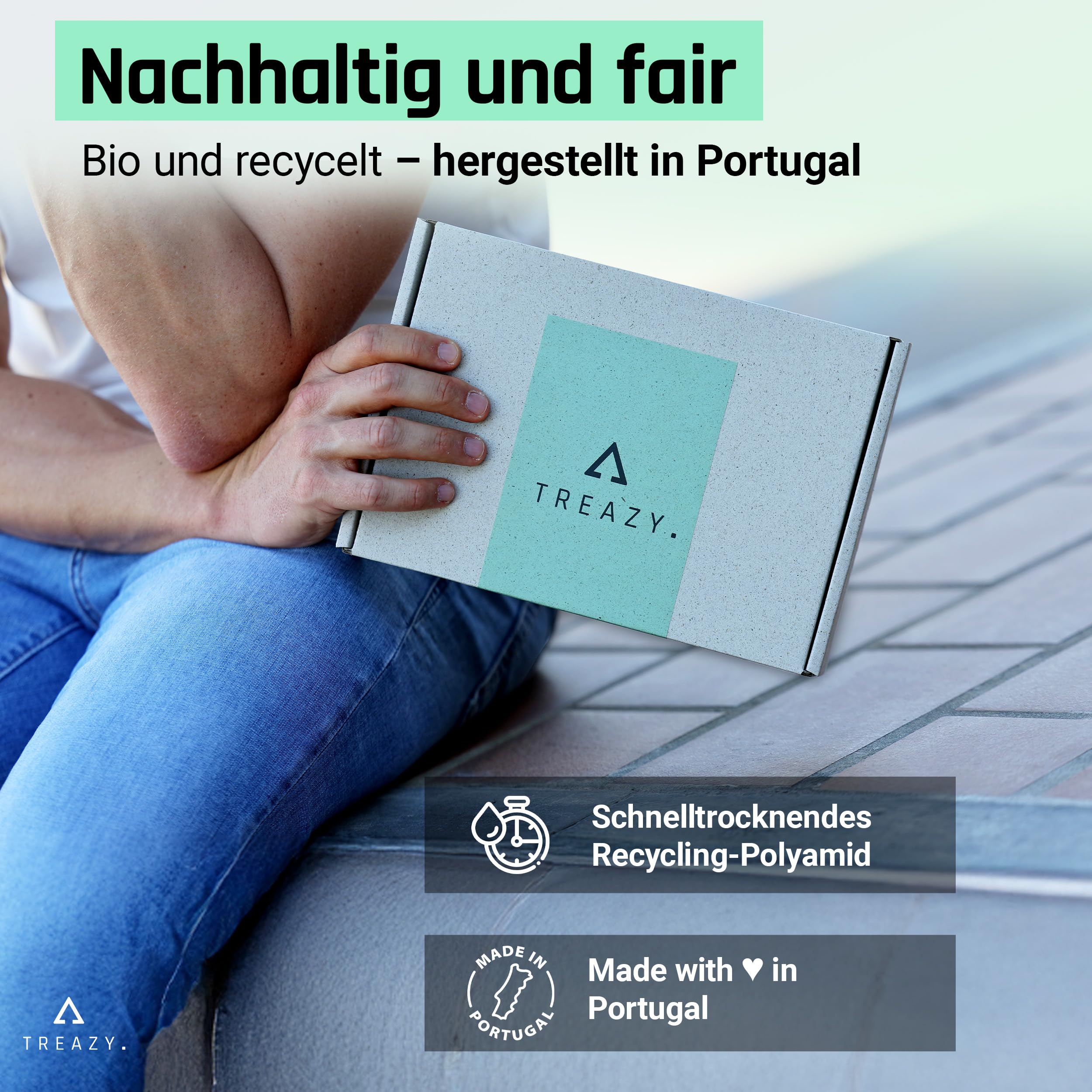 TREAZY Sneaker Socken aus Bio-Baumwolle – nachhaltig und fair produziert in Portugal – ohne Einschneiden, Anti-Loch-Socken, atmungsaktiv und langlebig im Alltag