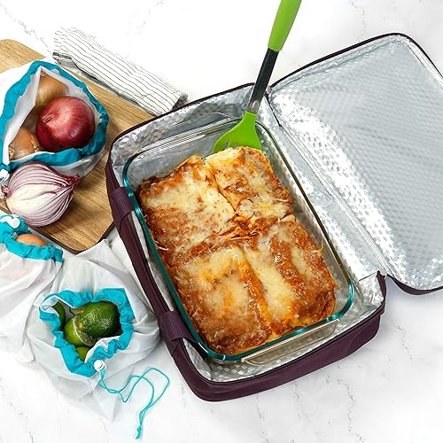 Miniatura 8 de Estuche de transporte aislado para almacenamiento de alimentos fríos o calientes, perfecto para comidas comidas, fiestas, picnics y comidas al aire