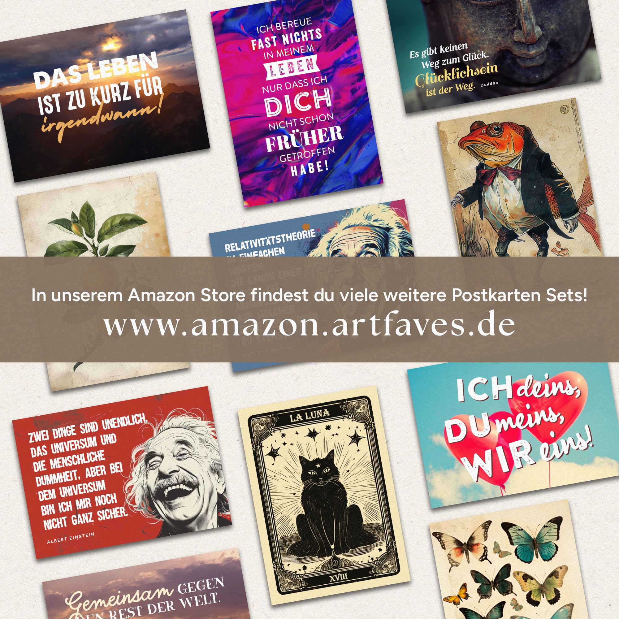 ARTFAVES Set di cartoline Tarocchi vintage I 30 diverse cartoline DIN A6