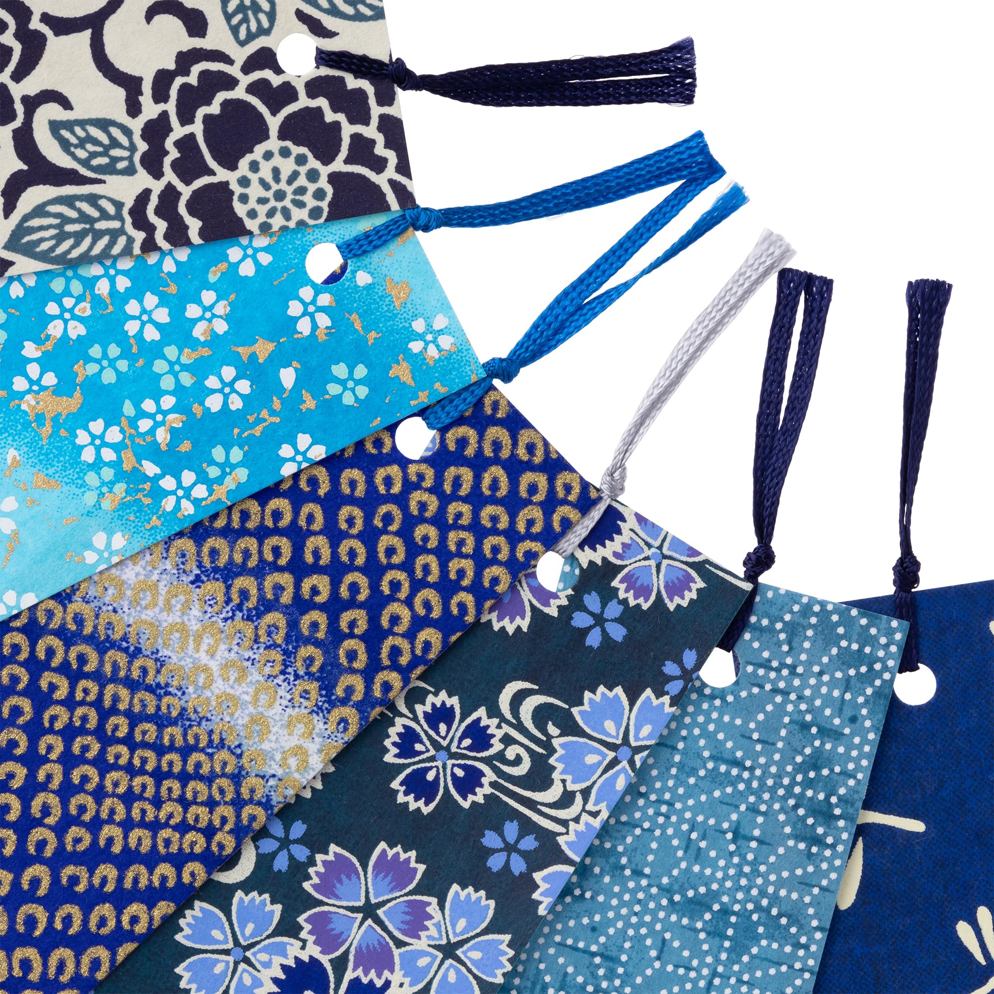 和紙7cm×5m 100cm/loop 游鱼戏莲 Amazon.com: Japanese Traditional Paper Yuzen Washi Bookmarks (Blue