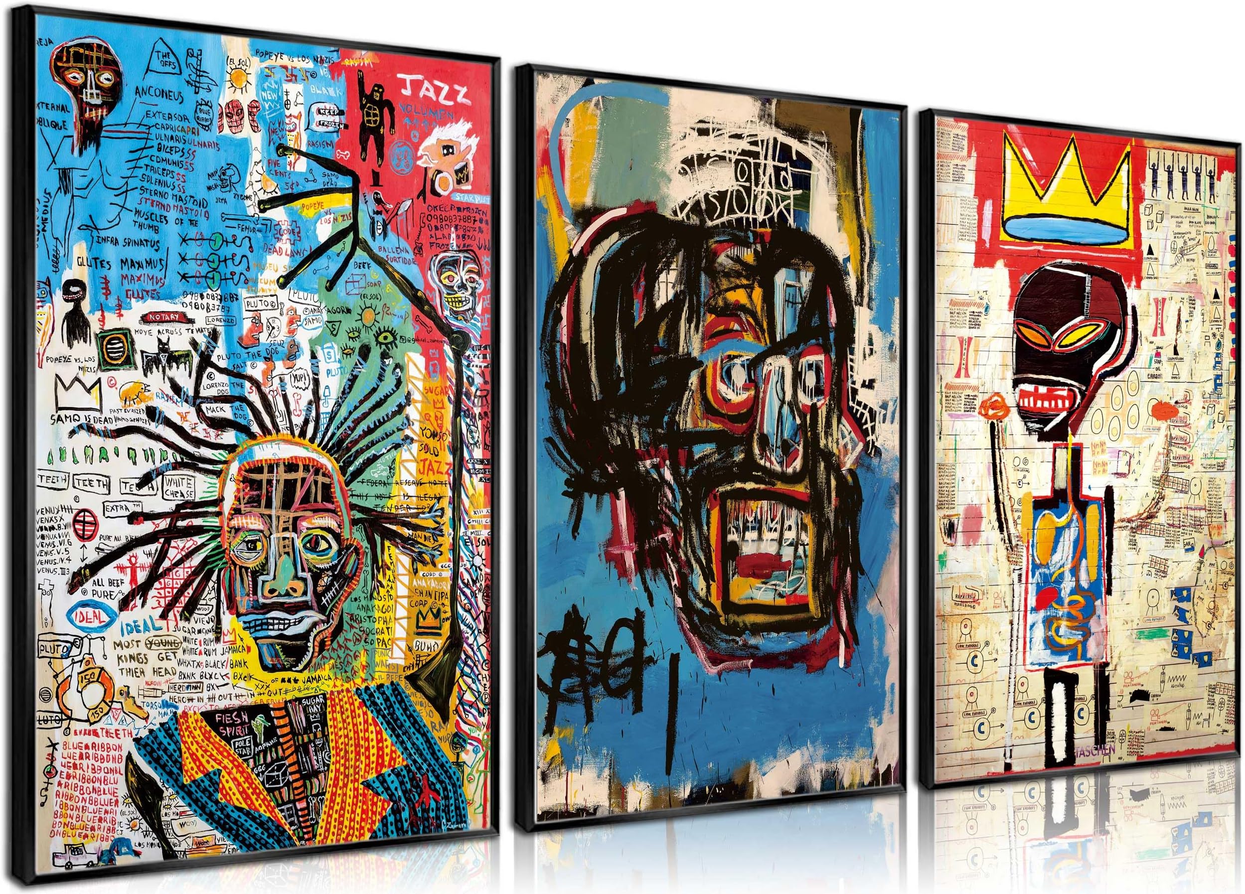 3 Pieces of Street Art Blue Graffiti Wall Decor Prints Modern Artist Aesthetics Canvas Painting Artwork Abstract Picture Poster Man Cave Living Room Bedroom Bathroom Office Home Decorations Unframed