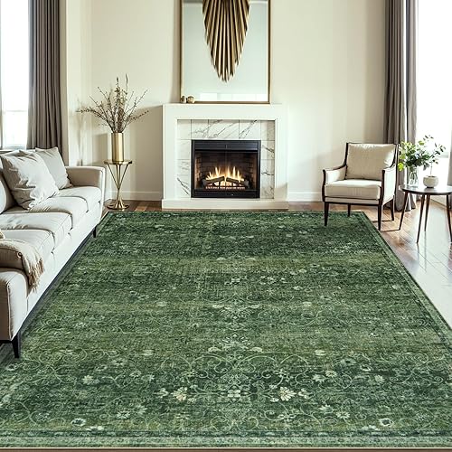 Miniatura 25 de Alfombra lavable para sala de estar: alfombras grandes de 8 x 10 pulgadas, lavables a máquina, antideslizantes, suaves, florales, de lujo, finas