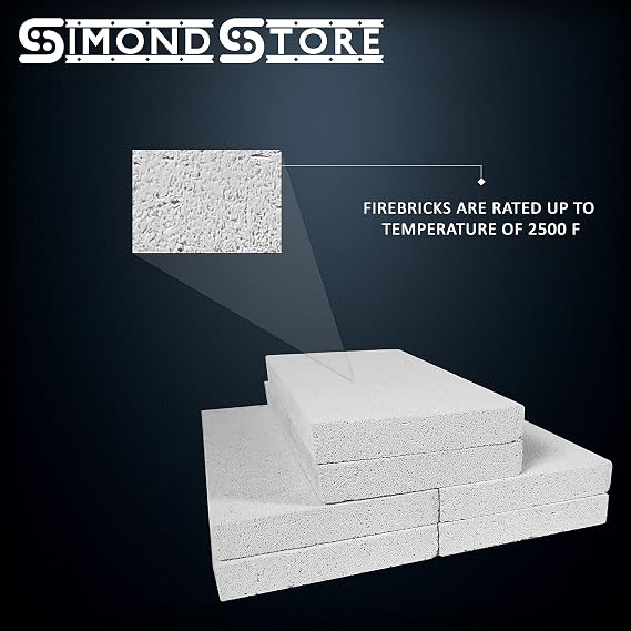 SIMOND STORE Insulating Fire Bricks - 2500F Rated 0.75 x 4.5 x 9, Soft Fire Bricks for Forge Furnace Kiln Pizza Oven Wood Stove Fireplace Fire Pit Jewelry Soldering Heat Insulation Block, 6-Pack