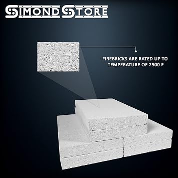 SIMOND STORE Insulating Fire Bricks - 2500F Rated 0.75 x 4.5 x 9, Soft Fire Bricks for Forge Furnace Kiln Pizza Oven Wood Stove Fireplace Fire Pit Jewelry Soldering Heat Insulation Block, 6-Pack