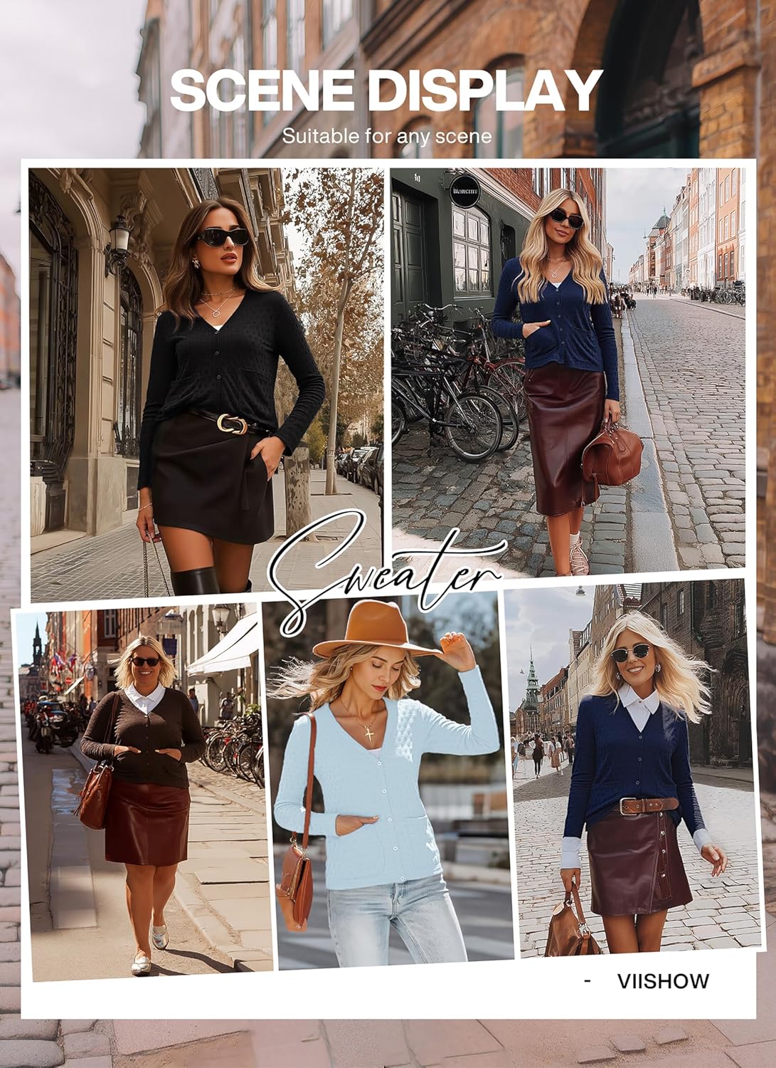 VIISHOW Women's Fall Cardigan Lightweight Long Sleeve V-Neck Open Front Button Up Loose Textured Cardigans with Pockets - Image 5