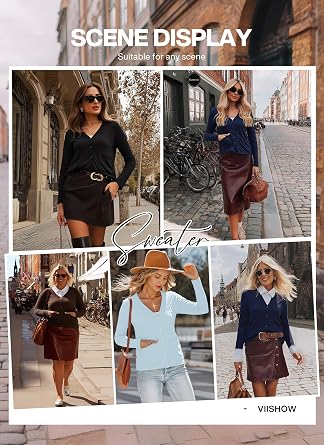 VIISHOW Women's Fall Cardigan Lightweight Long Sleeve V-Neck Open Front Button Up Loose Textured Cardigans with Pockets