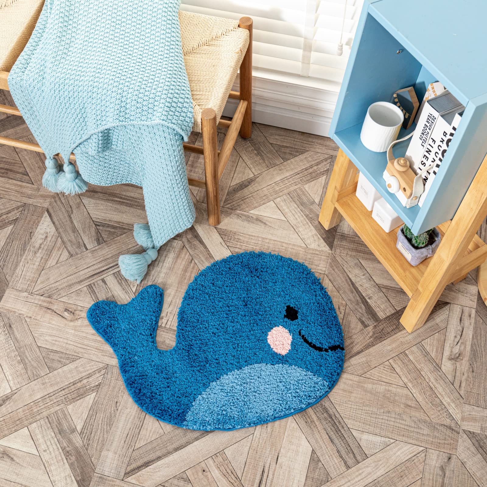 Kids Bath Mat Blue Whale Bath Mat - Non-Slip Microfiber Shower Rug For Kids  Bathroom 30x20 Inches Animal Themed Bath Mat