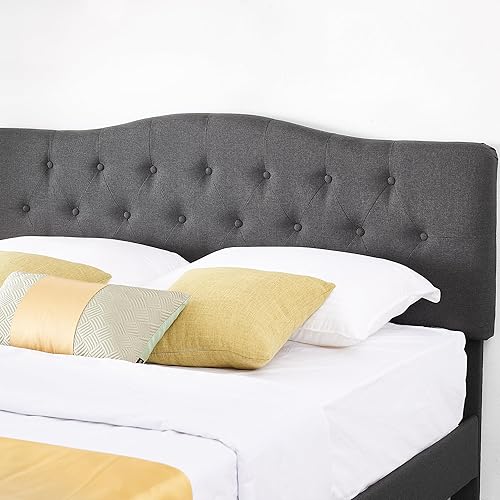 Miniatura 93 de VECELO Base de cama tamaño Queen tapizada con cabecera ajustable copetuda/base de colchón con soporte de listones de madera, fácil montaje, azul