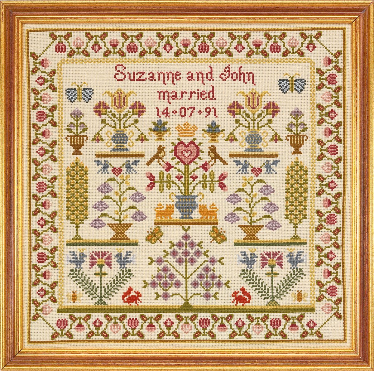 Historical Sampler Multi-Colour Co. Wedding Pot Sampler Cross Stitch