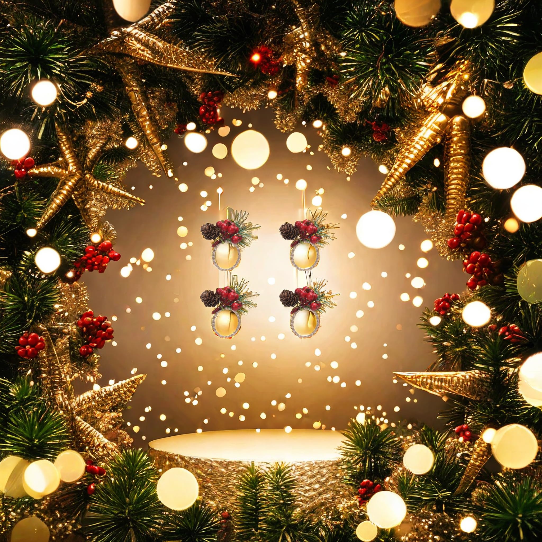 Kunovo 8 Servilleteros De Navidad Con Piñas Naturales – Decoración Elegante Para Tu Mesa Navideña (Multicolor)