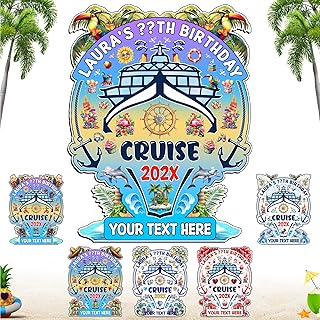 Happy Birthday Cruise Door Magnet Decorations | Personalized Birthday Cruise Cabin Magnetic | 30th 50th 60th Birthday Door Sign Gift | Stateroom Decor for Caribbean Alask Hawaii Mexico