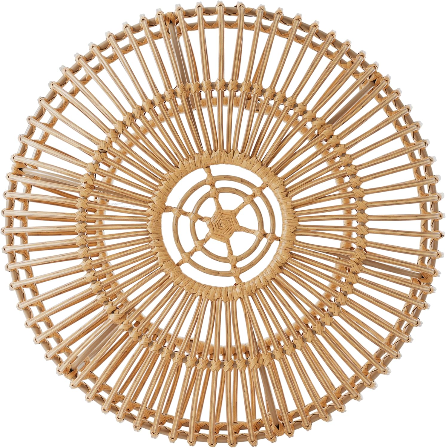 Round Rattan Coffee Table, Boho Wicker Rattan Coffee Table, All-Weather and Rust Resistant for Living Room Patio, Poolside, Garden, Yard (Coffee Table)