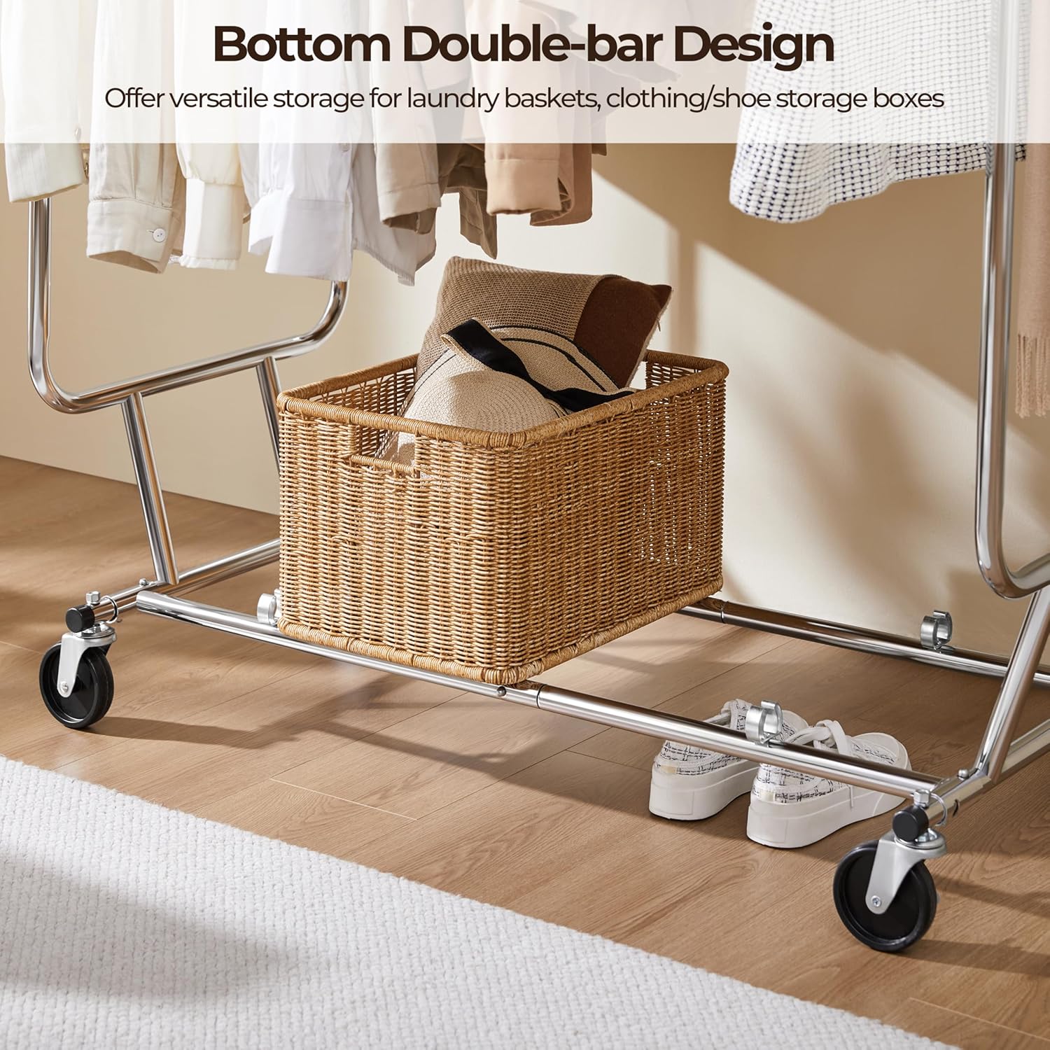 Bottom double-bar design for additional storage
