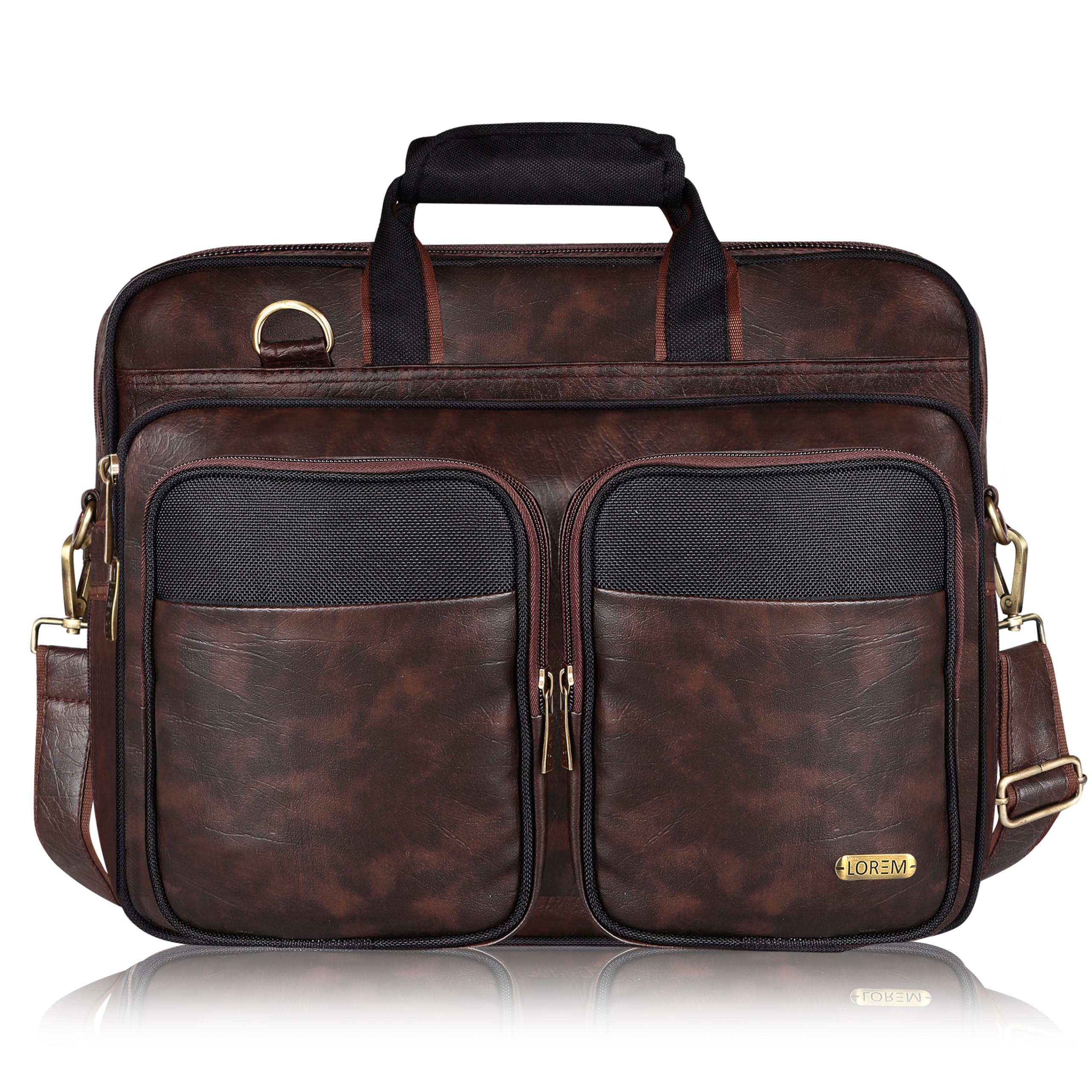 lorem Color Faux Leather 28L Laptop Messenger Bag For Men-picture-21