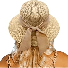beach coneflower women's straw hat summer foldable with wide brim bowknot straw hats summer hat light for beach vacation trip