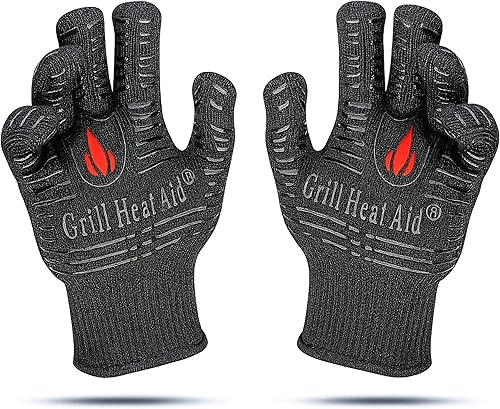 Miniatura 57 de GRILL HEAT AID Guantes de parrilla para barbacoa a prueba de calor para asar – Guantes ignífugos de 1472 °F resistentes al calor para barbacoa