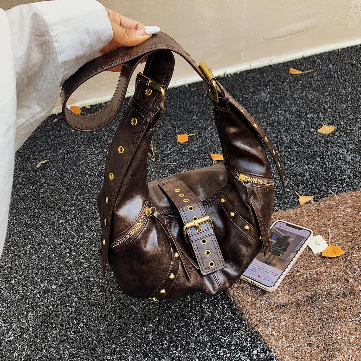 Handbag Y2K Purse Hobo Shoulder Bag for Women Clutch Small Purses Trendy Punk Bags - Image 3