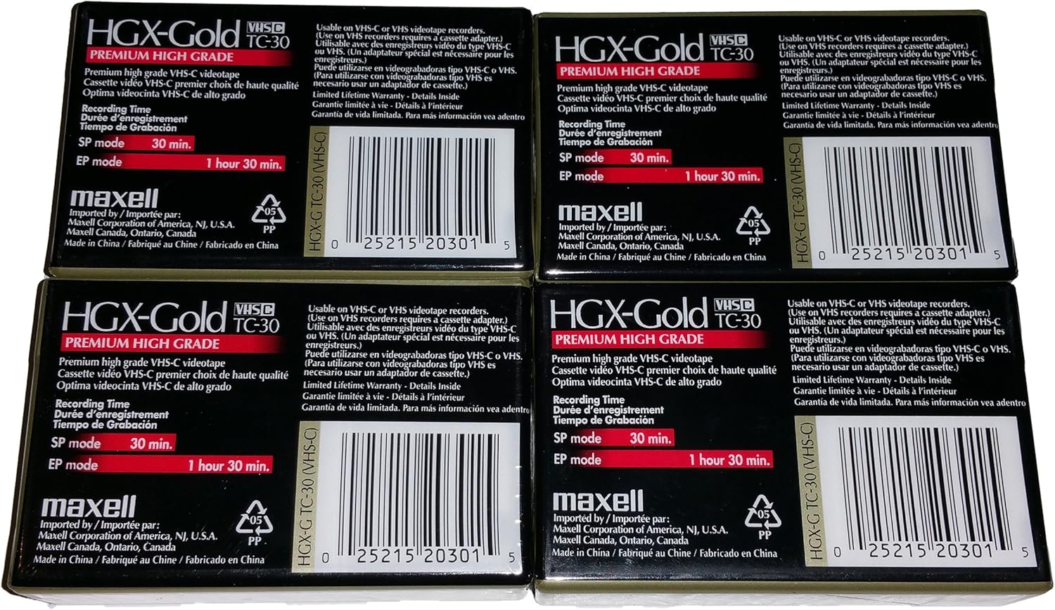 Suреr Dеаl Prоduсt Maxell VHS-C TC-30 HGX Gold Blank Cassettes - Pack of 4 Cassettes