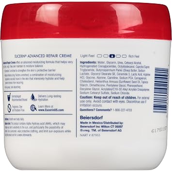 Eucerin Advanced Repair Cream - Fragrance Free, Full Body Lotion for Very Dry Skin - 16 oz. Jar