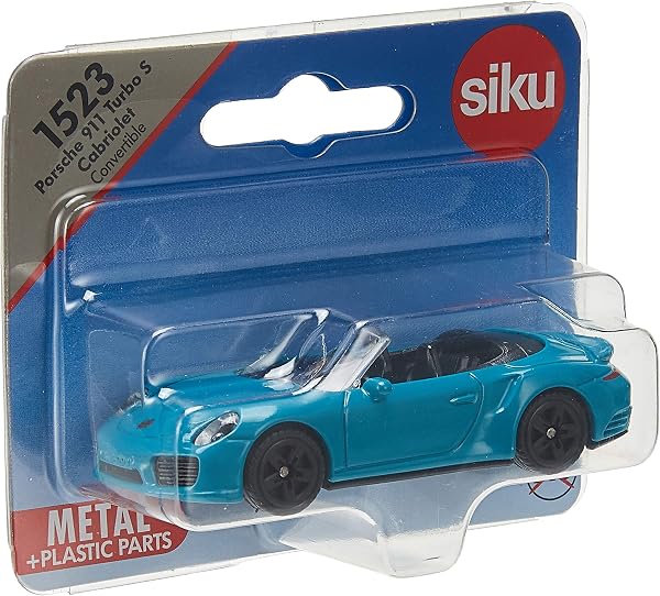siku 1523, Porsche 911 Turbo S Cabrio, Metall/Kunststoff, Blau, Spielzeugauto für Kinder - 3