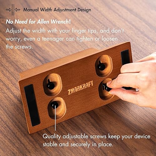 Miniatura 6 de ZMARKRAFT Soporte vertical ajustable para laptop compatible con todas las computadoras portátiles, soporte de madera maciza para MacBook, soporte de