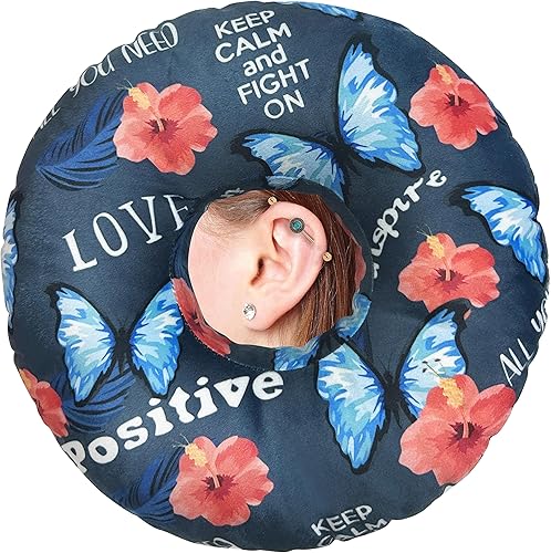 BVOKQUC Almohada perforadora de oreja para dormir de lado, almohadas con agujeros para dolor de oído, almohada de dona para dormir del lado de la